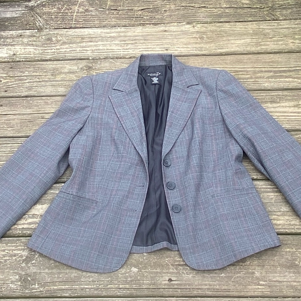 Rafaella Petites Blazer gray glen plaid pattern sz 12P